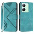 For vivo Y27s 4G Global Line Pattern Skin Feel Leather Phone Case(Light Blue) - 1