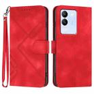 For vivo V29e 5G Global/Y200 5G Global Line Pattern Skin Feel Leather Phone Case(Red) - 1