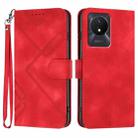 For vivo Y02A 4G/Y02 4G/Y11 2023/Y02t Line Pattern Skin Feel Leather Phone Case(Red) - 1