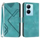 For vivo Y78+ 5G Global/Y78 5G Global Line Pattern Skin Feel Leather Phone Case(Light Blue) - 1