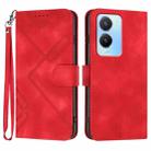 For vivo Y56 5G Global/Y16 4G Global Line Pattern Skin Feel Leather Phone Case(Red) - 1