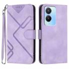 For vivo Y56 5G Global/Y16 4G Global Line Pattern Skin Feel Leather Phone Case(Light Purple) - 1