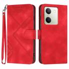 For vivo Y100 5G Global Line Pattern Skin Feel Leather Phone Case(Red) - 1