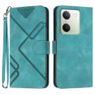 For vivo Y100 5G Global Line Pattern Skin Feel Leather Phone Case(Light Blue) - 1