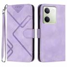 For vivo Y100 5G Global Line Pattern Skin Feel Leather Phone Case(Light Purple) - 1
