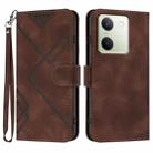 For vivo Y100 5G Global Line Pattern Skin Feel Leather Phone Case(Coffee) - 1