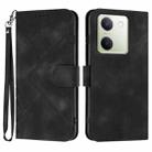 For vivo Y100 5G Global Line Pattern Skin Feel Leather Phone Case(Black) - 1