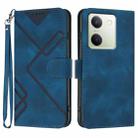 For vivo Y100 5G Global Line Pattern Skin Feel Leather Phone Case(Royal Blue) - 1