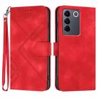 For vivo V27 5G Global/V27 Pro 5G Global Line Pattern Skin Feel Leather Phone Case(Red) - 1