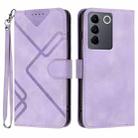 For vivo V27 5G Global/V27 Pro 5G Global Line Pattern Skin Feel Leather Phone Case(Light Purple) - 1