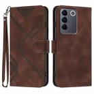 For vivo V27 5G Global/V27 Pro 5G Global Line Pattern Skin Feel Leather Phone Case(Coffee) - 1