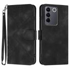 For vivo V27 5G Global/V27 Pro 5G Global Line Pattern Skin Feel Leather Phone Case(Black) - 1