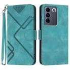 For vivo V27e 4G Global/T2 4G Global Line Pattern Skin Feel Leather Phone Case(Light Blue) - 1