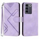 For vivo V27e 4G Global/T2 4G Global Line Pattern Skin Feel Leather Phone Case(Light Purple) - 1