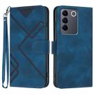 For vivo V27e 4G Global/T2 4G Global Line Pattern Skin Feel Leather Phone Case(Royal Blue) - 1