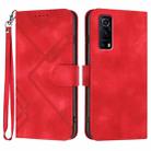 For vivo Y72 5G/iQOO Z3/Y52 5G Line Pattern Skin Feel Leather Phone Case(Red) - 1