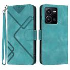 For vivo Y35 4G Global/Y22s 4G Global Line Pattern Skin Feel Leather Phone Case(Light Blue) - 1