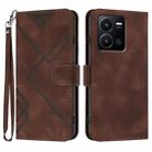 For vivo Y35 4G Global/Y22s 4G Global Line Pattern Skin Feel Leather Phone Case(Coffee) - 1