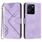 For vivo Y77e 5G Line Pattern Skin Feel Leather Phone Case(Light Purple) - 1