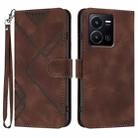 For vivo Y77e 5G Line Pattern Skin Feel Leather Phone Case(Coffee) - 1