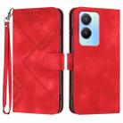 For vivo Y02s 4G Global Line Pattern Skin Feel Leather Phone Case(Red) - 1