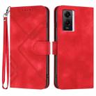 For vivo Y55s 2023 5G/Y55 5G Global Line Pattern Skin Feel Leather Phone Case(Red) - 1