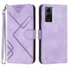 For vivo Y55s 2023 5G/Y55 5G Global Line Pattern Skin Feel Leather Phone Case(Light Purple) - 1