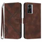 For vivo Y55s 2023 5G/Y55 5G Global Line Pattern Skin Feel Leather Phone Case(Coffee) - 1