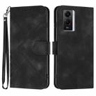 For vivo Y55s 2023 5G/Y55 5G Global Line Pattern Skin Feel Leather Phone Case(Black) - 1