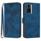 For vivo Y55s 2023 5G/Y55 5G Global Line Pattern Skin Feel Leather Phone Case(Royal Blue) - 1
