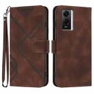 For vivo iQOO U5e 5G/Y30 5G/Y33e 5G Line Pattern Skin Feel Leather Phone Case(Coffee) - 1