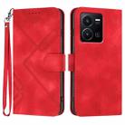 For vivo Y22 4G Global/Y77 5G Global Line Pattern Skin Feel Leather Phone Case(Red) - 1