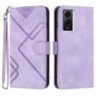 For vivo Y75 5G Global/T1 5G Global Line Pattern Skin Feel Leather Phone Case(Light Purple) - 1