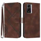 For vivo Y75 5G Global/T1 5G Global Line Pattern Skin Feel Leather Phone Case(Coffee) - 1