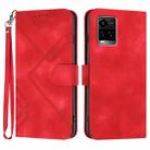 For vivo Y33s 4G Global/Y21/Y21s/Y21t Line Pattern Skin Feel Leather Phone Case(Red) - 1