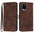 For vivo Y33s 4G Global/Y21/Y21s/Y21t Line Pattern Skin Feel Leather Phone Case(Coffee) - 1