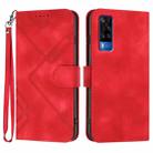 For vivo Y53s 4G/Y51a/Y33 4G Line Pattern Skin Feel Leather Phone Case(Red) - 1