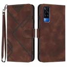 For vivo Y53s 4G/Y51a/Y33 4G Line Pattern Skin Feel Leather Phone Case(Coffee) - 1