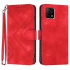 For vivo Y72 5G India Line Pattern Skin Feel Leather Phone Case(Red) - 1
