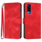 For vivo Y51 2020 India/Y31 4G India Line Pattern Skin Feel Leather Phone Case(Red) - 1