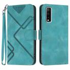 For vivo Y70s Line Pattern Skin Feel Leather Phone Case(Light Blue) - 1