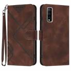 For vivo Y70s Line Pattern Skin Feel Leather Phone Case(Coffee) - 1