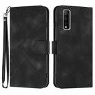 For vivo Y70s Line Pattern Skin Feel Leather Phone Case(Black) - 1