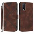 For vivo Y30 4G Global Line Pattern Skin Feel Leather Phone Case(Coffee) - 1