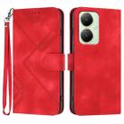 For vivo Y27 4G Global Line Pattern Skin Feel Leather Phone Case(Red) - 1