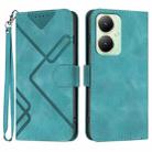 For vivo Y27 4G Global Line Pattern Skin Feel Leather Phone Case(Light Blue) - 1