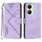 For vivo Y27 4G Global Line Pattern Skin Feel Leather Phone Case(Light Purple) - 1