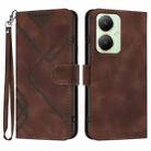 For vivo Y27 4G Global Line Pattern Skin Feel Leather Phone Case(Coffee) - 1