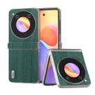 For ZTE nubia Flip ABEEL Frosted Transparent Frame Hinge Wood Texture PU Phone Case(Green) - 1