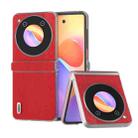 For ZTE nubia Flip ABEEL Frosted Transparent Frame Hinge Wood Texture PU Phone Case(Red) - 1